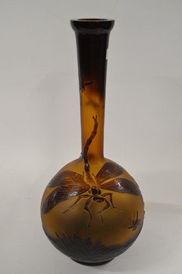 Lot 254 - A large Galle style glass vase, the globular...