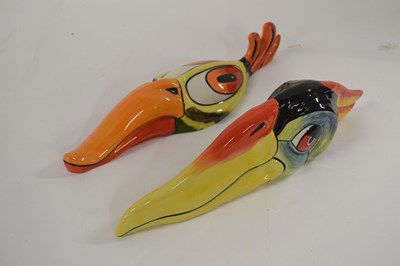 Lot 259 - Two bird masks by Lorna Bailey, 27cm long