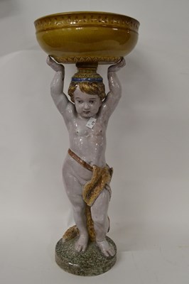 Lot 349 - A large Italian Maiolica centrepiece painted...