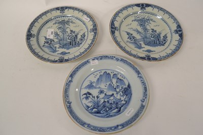 Lot 308 - Group of three English Delft dishes all with...