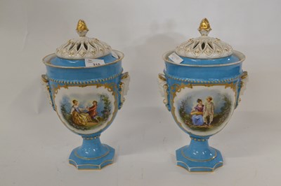 Lot 315 - A pair of late 19th Century Sevres style vases...