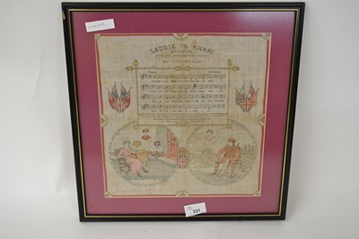 Lot 331 - An embroidery of Laddie in Khaki with musical...