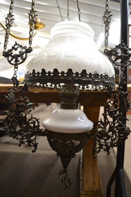 Lot 529 - Late 19th century French  hanging oil lamp...