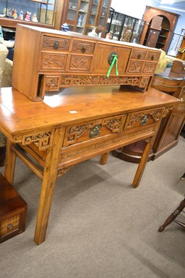 Lot 588 - A 20th Century Chinese carved alter table of...