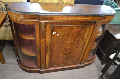 Lot 543 - A Victorian walnut credenza of typical form...