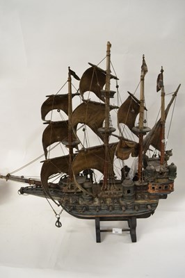 Lot 551 - A 20th Century model of a three masted warship,...