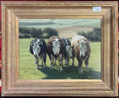 Lot 137 - Ken Bizon (British, b.1927), Study of cows in...