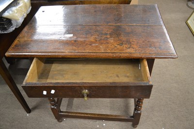 Lot 598 - An early 18th Century oak single drawer side...