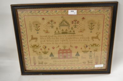 Lot 600 - A Victorian needlework sampler decorated with...