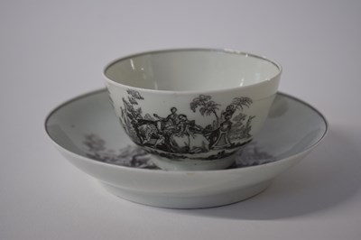 Lot 385 - A Worcester tea bowl and saucer, printed with...