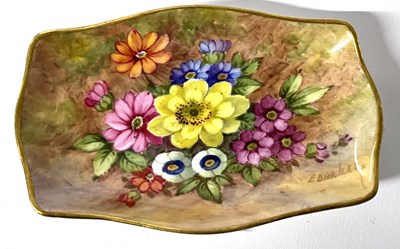 Lot 384 - A Royal Worcester shaped small dish, painted...