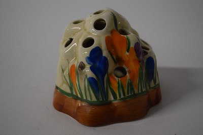 Lot 388 - A Clarice Cliff flower holder in the crocus...