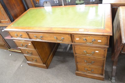 Lot 623 - A reproduction twin pedestal office desk with...