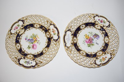 Lot 400 - A pair of 19th Century Minton plates, painted...