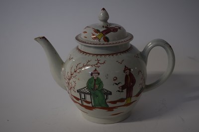 Lot 414 - A Liverpool porcelain teapot with chinoiserie...