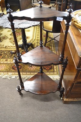 Lot 647 - A Victorian rosewood three tier corner what...