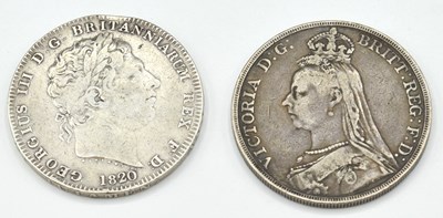 Lot 221 - GRIII,1820 Crown together with Queen...