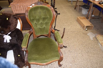 Lot 351 - A Victorian green upholstered armchair