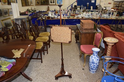 Lot 325 - A Victorian rosewood pole screen with floral...