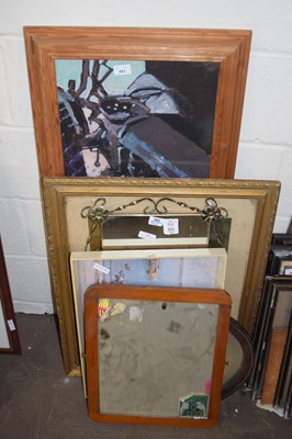 Lot 843 - MIXED LOT OF PICTURES, METAL FRAMED MIRROR AND...