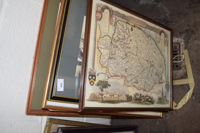 Lot 845 - MIXED LOT OF PRINTS, COLOURED MAP OF NORFOLK ETC