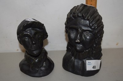 Lot 48 - A pair of glazed pottery busts