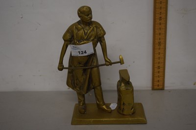 Lot 124 - Cast brass model of a blacksmith