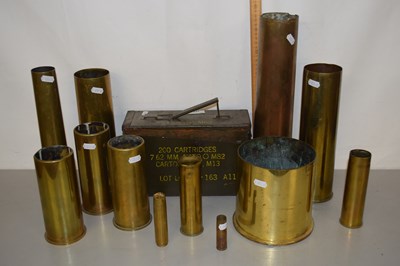 Lot 155 - Collection of brass shell cases and ammunition...