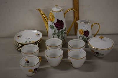 Lot 125 - A Czechoslovakian rose decorated coffee set