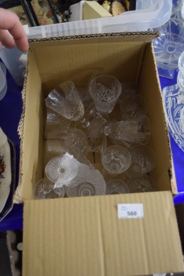 Lot 560 - Box of assorted glass ware