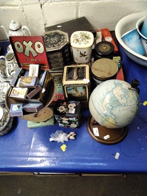 Lot 573 - Mixed Lot: Collectors tins, scales, globe and...