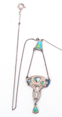 Lot 177 - Art Nouveau silver and enamel pendant necklace,...