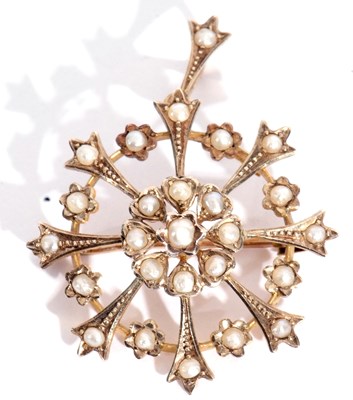 Lot 187 - Antique seed pearl open work brooch/pendant, a...