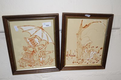 Lot 703 - Pair of children's illustrations, framed and...