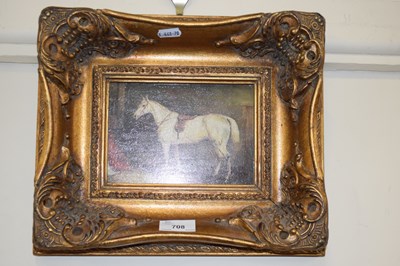 Lot 708 - Print of a horse in a stable, gilt framed