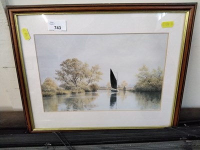 Lot 743 - Print of a boat on a river