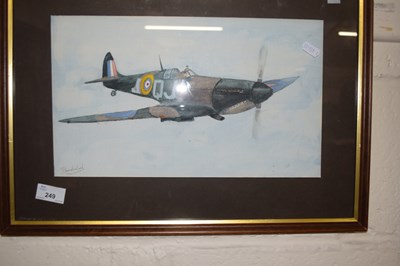 Lot 249 - A study of a Spitfire, watercolour, framed and...