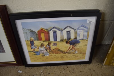 Lot 294 - Mary Gundry, two coloured prints of beach scenes