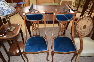 Lot 307 - A pair of late Victorian blue upholstered side...