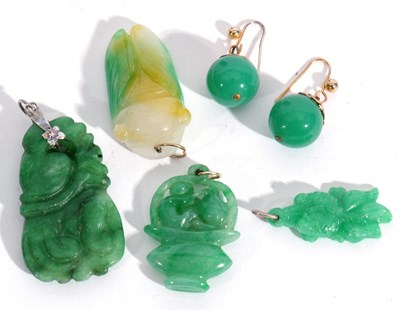 Lot 199 - Mixed Lot: modern jade to include four carved...
