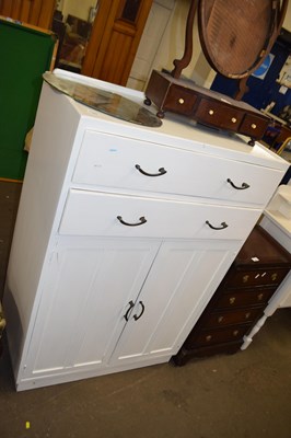 Lot 886 - A white painted tall boy of two drawers over...