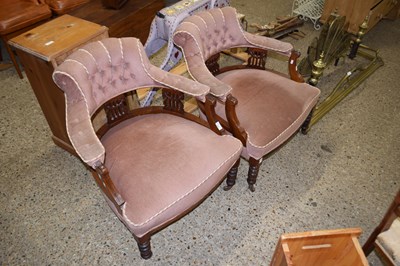 Lot 335 - Pair of Victorian bow back armchairs