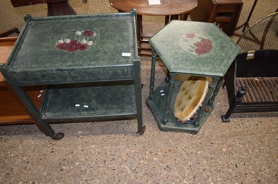 Lot 373 - A painted tea trolley and matching hexagonal...