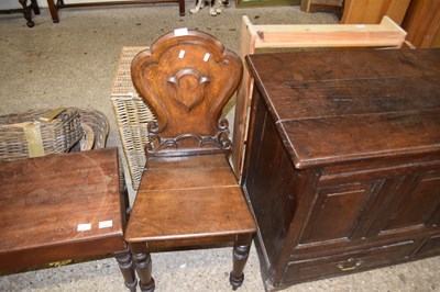 Lot 388 - Victorian oak hall chair with shield back