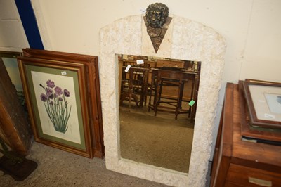 Lot 423 - A modern wall mirror in stone mounted frame...