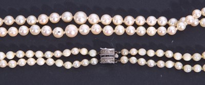 Lot 214 - Double row of graduated cultured pearls, 4-8mm,...