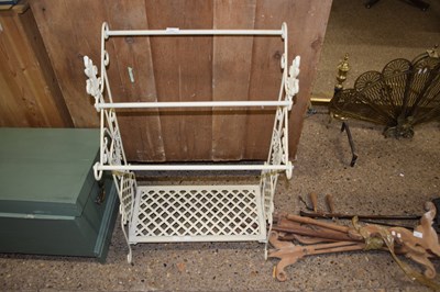 Lot 331 - A cream painted metal freestanding hall rack