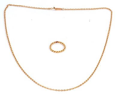 Lot 171 - A gold chain and ring, the fine curblink style...