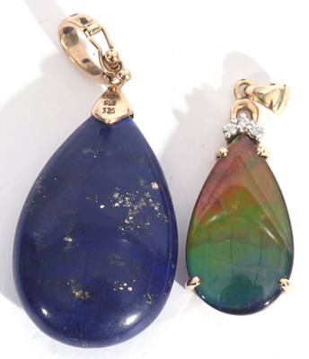 Lot 218 - Mixed Lot: lapis lazuli drop pendant with a...