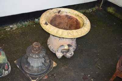 Lot 502A - A large two section ceramic garden urn with...